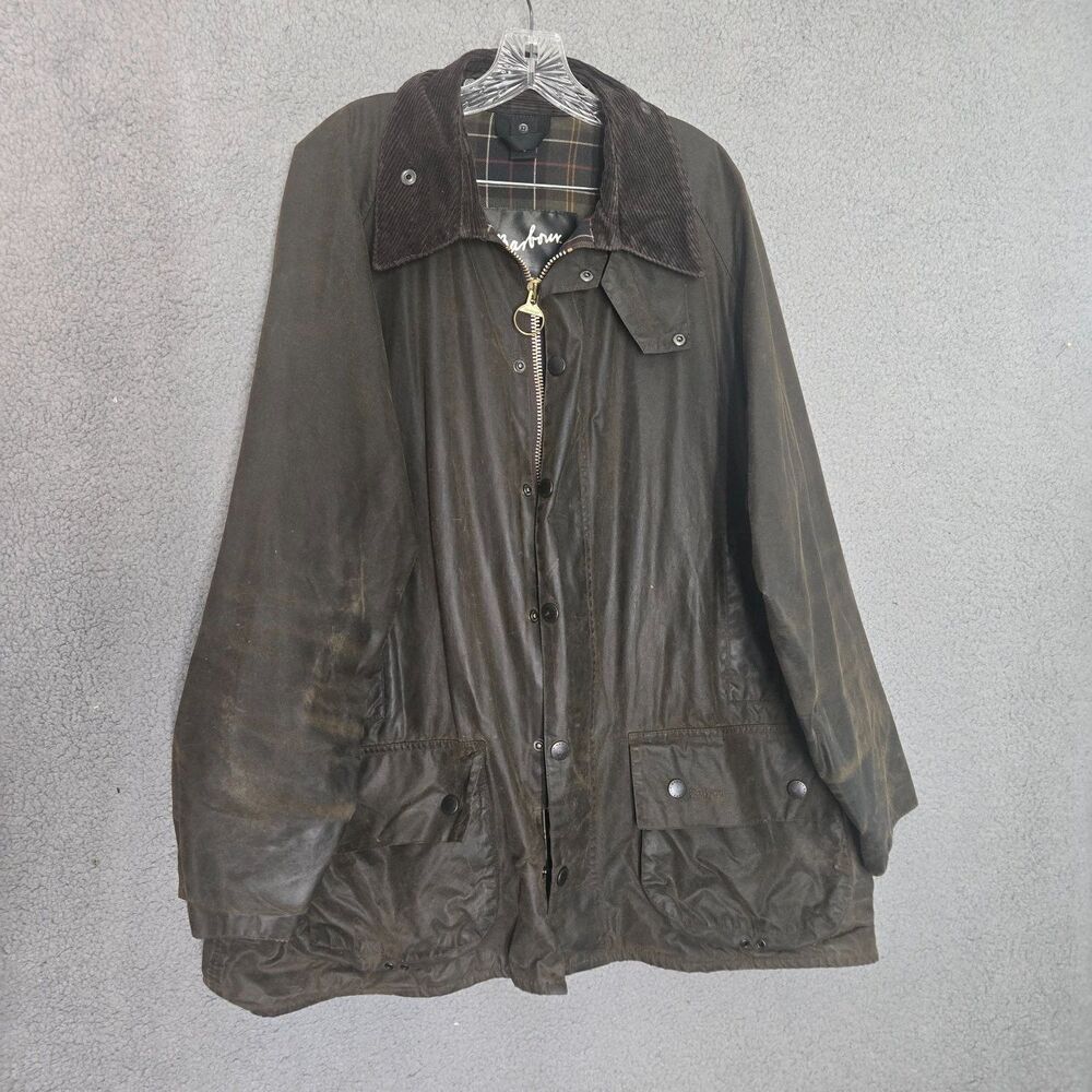 Barbour Jacket Beaufort Mens Brown Full Zip Corduroy Embroidered Weathergear